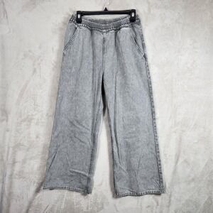 H&M Divided Wide Leg Jeans Womens‎ Small Gray Acid Wash Elastic Waist Casual